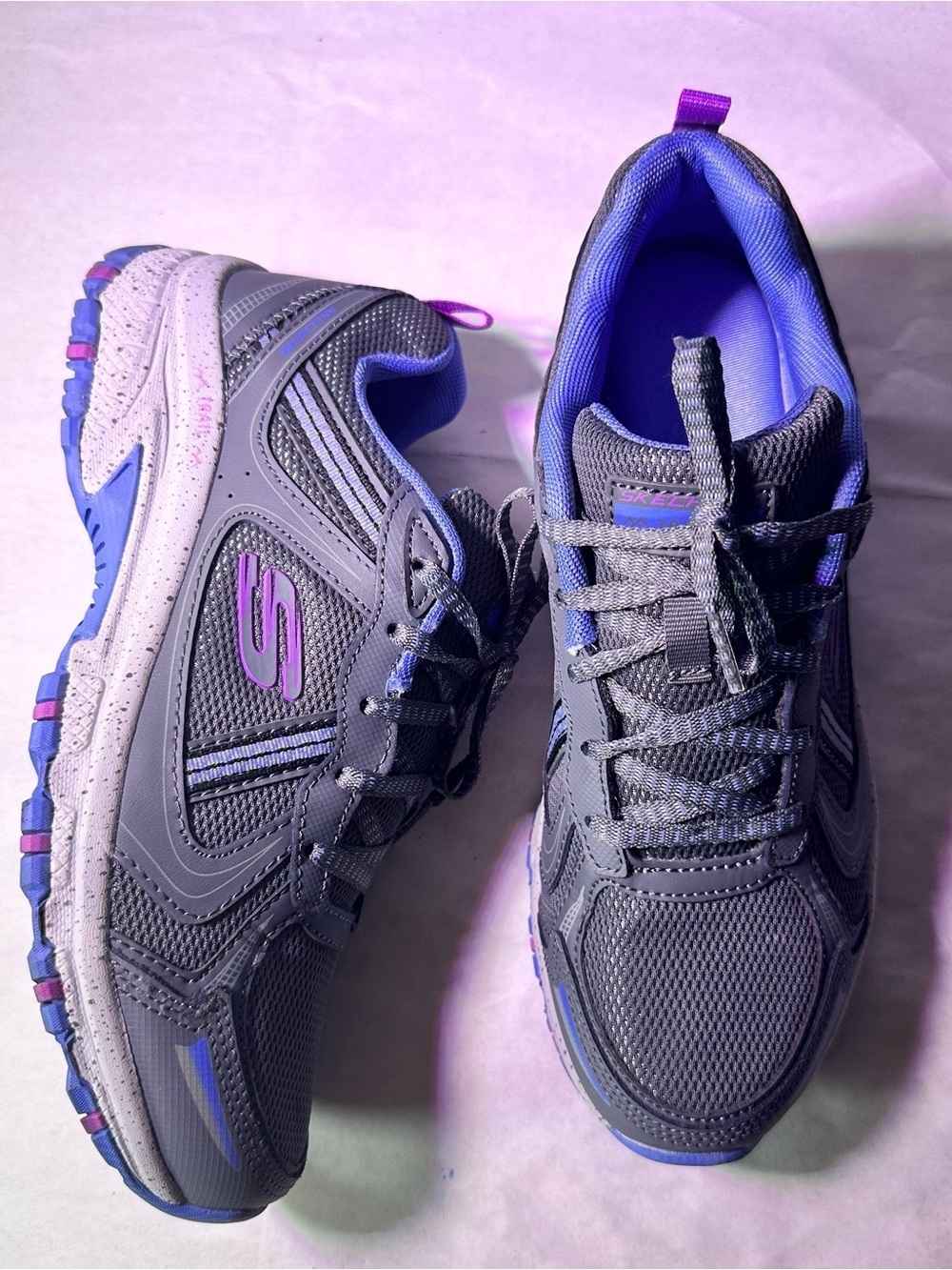 Skechers Gray Athletic Walking Shoe with Purple & Light Blue Accents - Picture 5 of 10